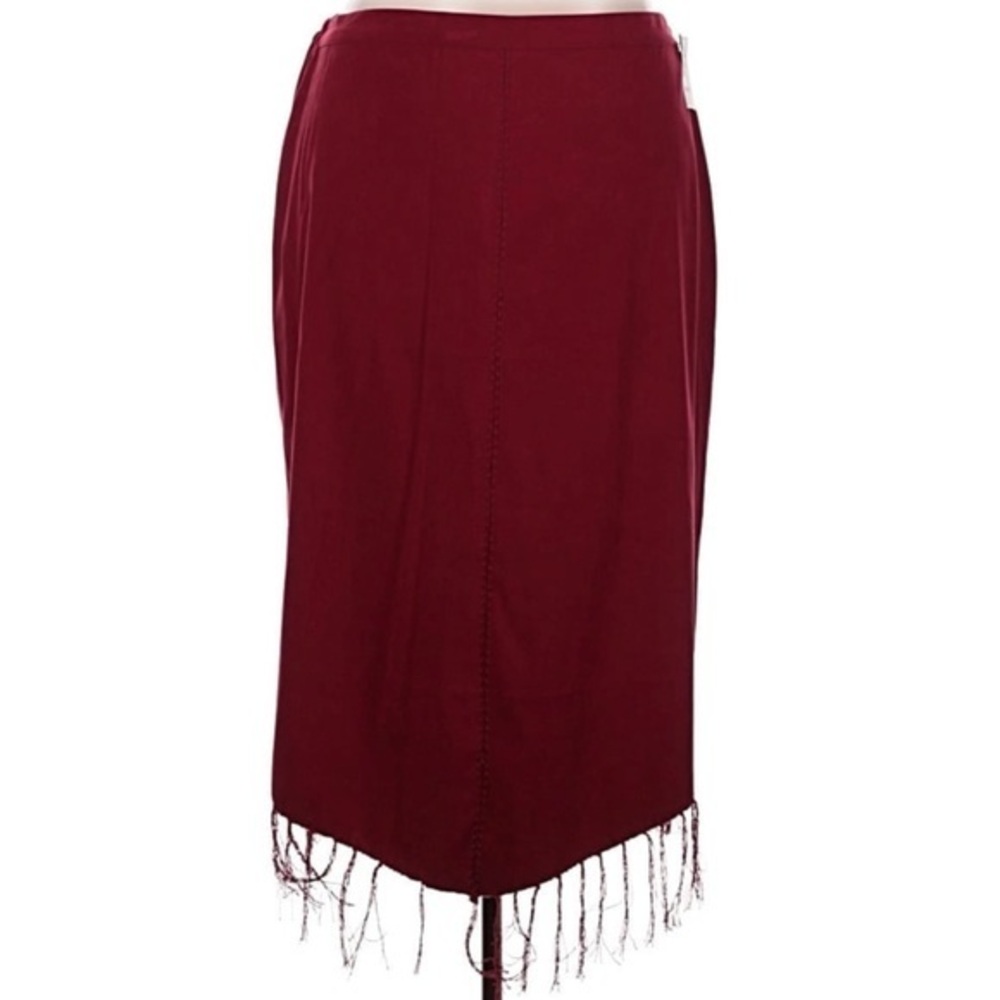 Vintage Canyon Road Fringe Hem Midi Skirt in Deep Red